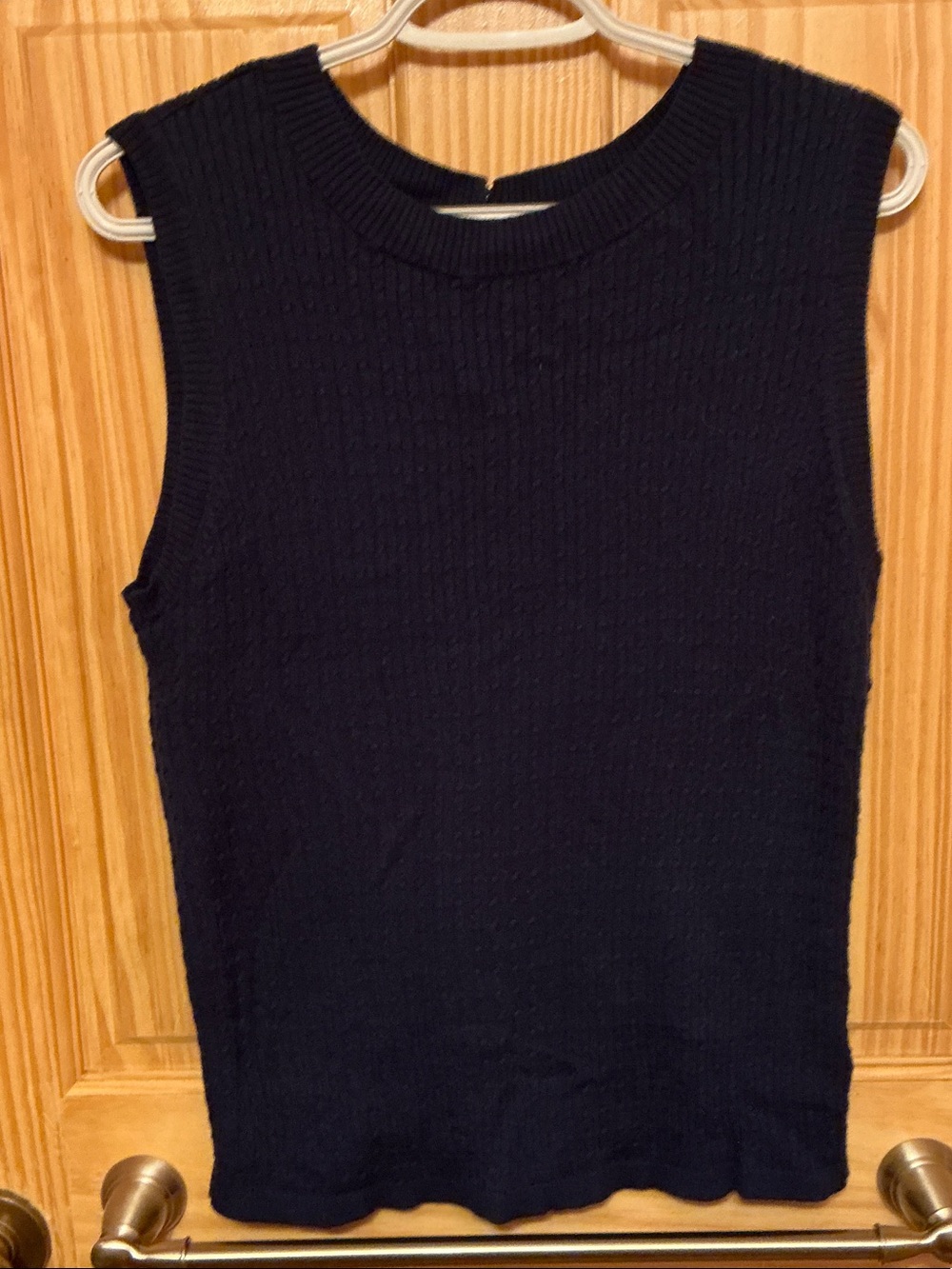 Lands' End Navy Blue Sleeveless Ribbed Knit Tank